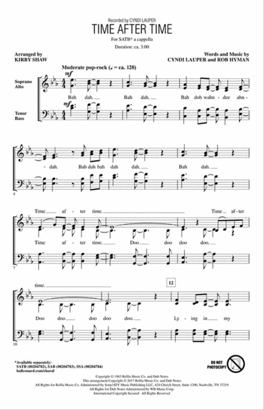 Time After Time 4-Part scores gallery preview page 2