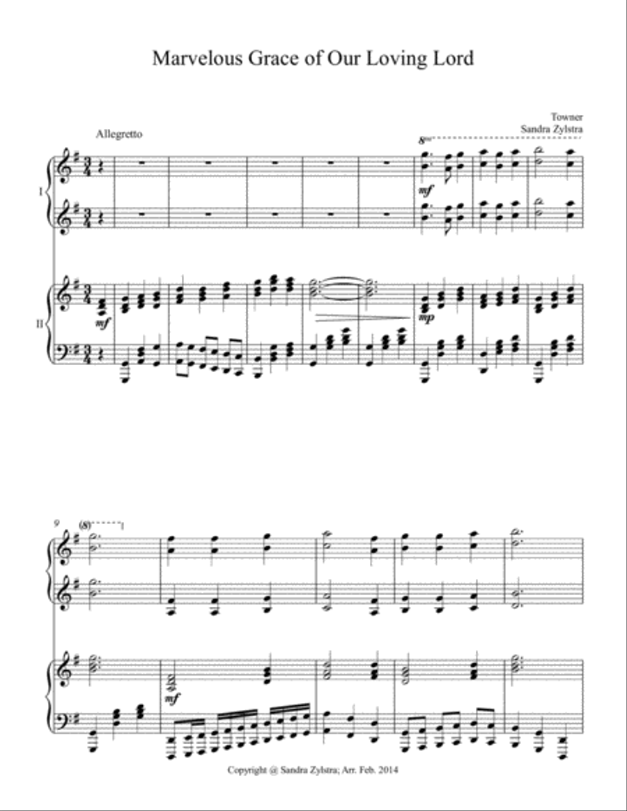 Marvelous Grace of Our Loving Lord (2 piano duet) 2 Pianos, 4-Hands scores gallery preview page 2