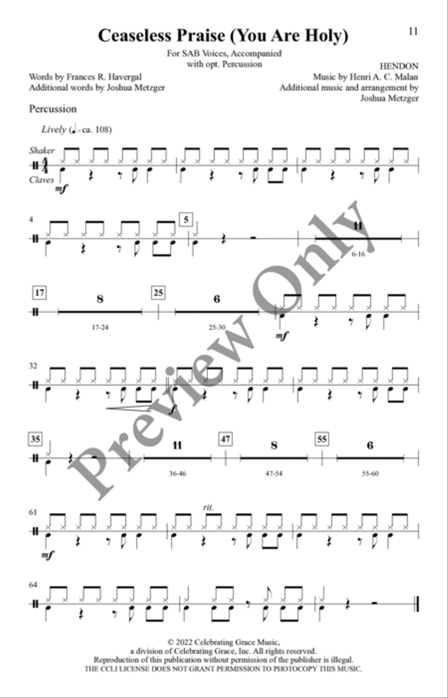 Ceaseless Praise (You Are Holy) SAB 3-Part scores gallery preview page 10
