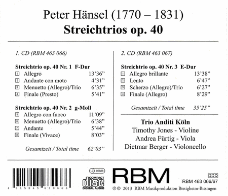 Peter Hansel: String Trios Op. 40