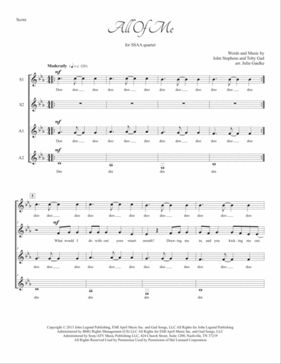 All Of Me SSAA scores gallery preview page 1
