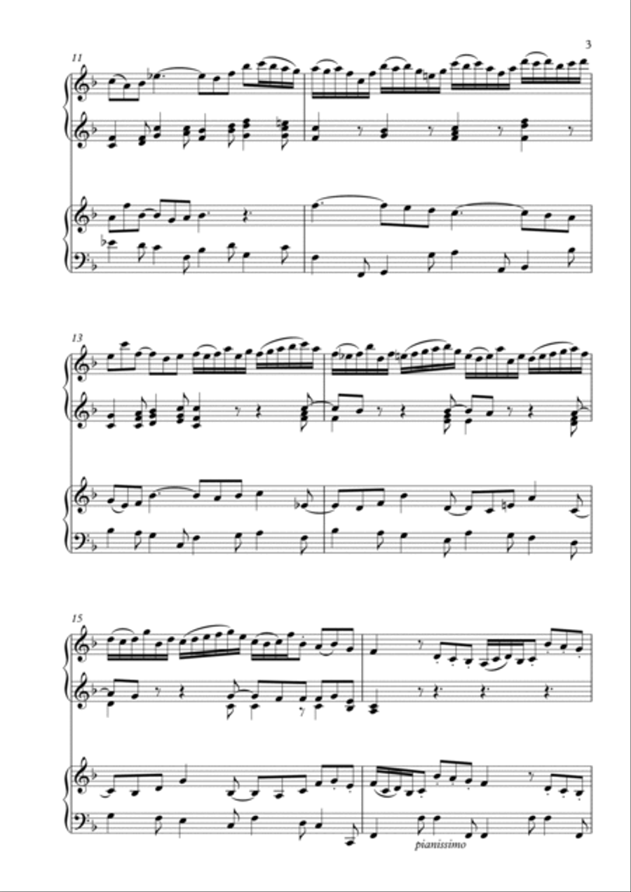 Double Violin Concerto in D minor (BWV 1043) - 2nd Movt - arranged for 2 pianos Violin Solo scores gallery preview page 3