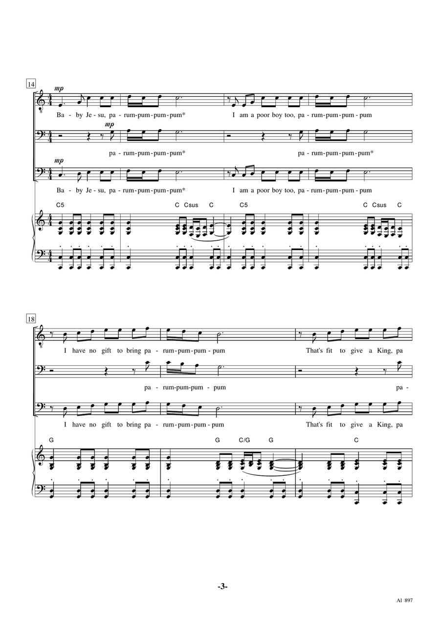 The Little Drummer Boy 3-Part scores gallery preview page 3