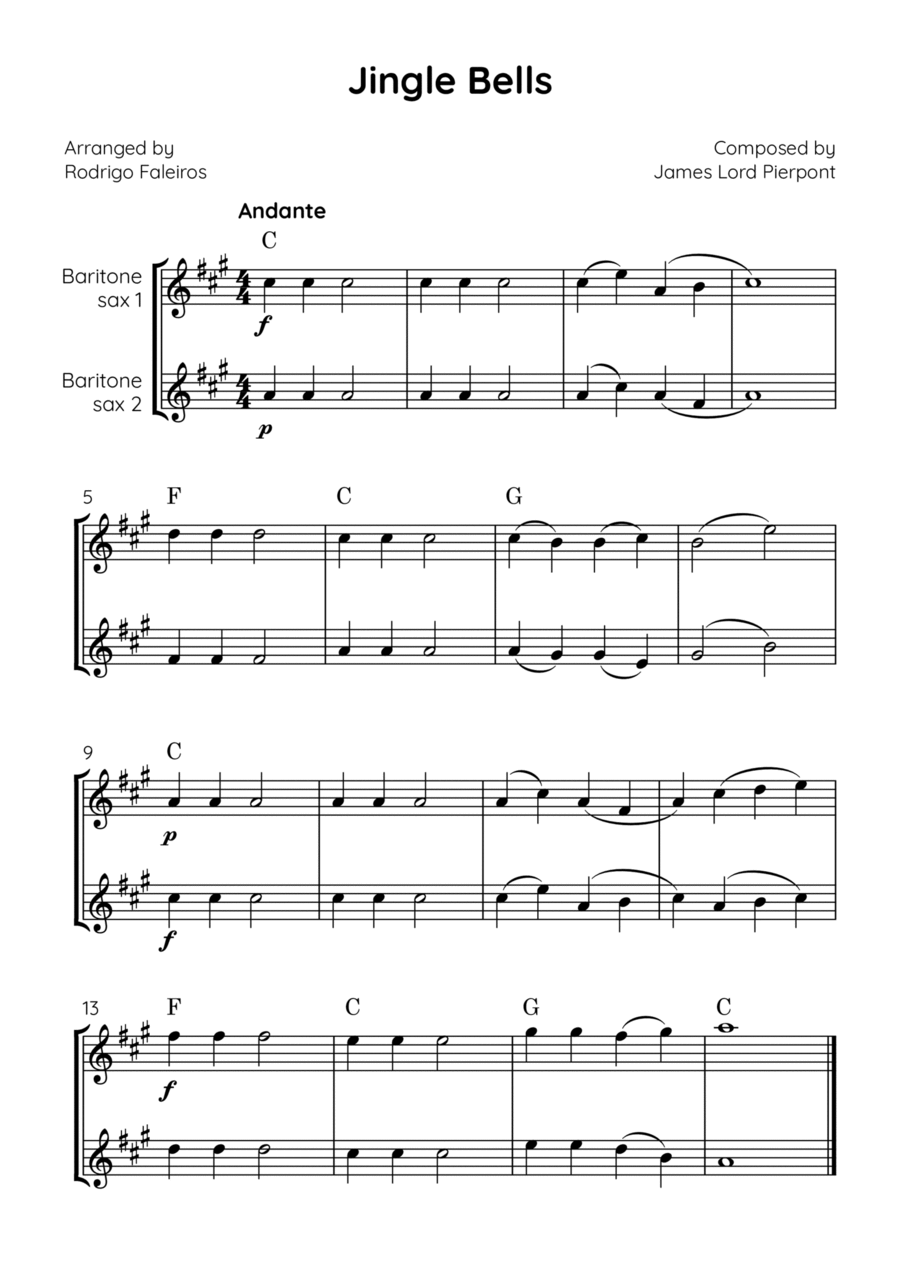 Jingle Bells Woodwind Duet scores gallery preview page 1