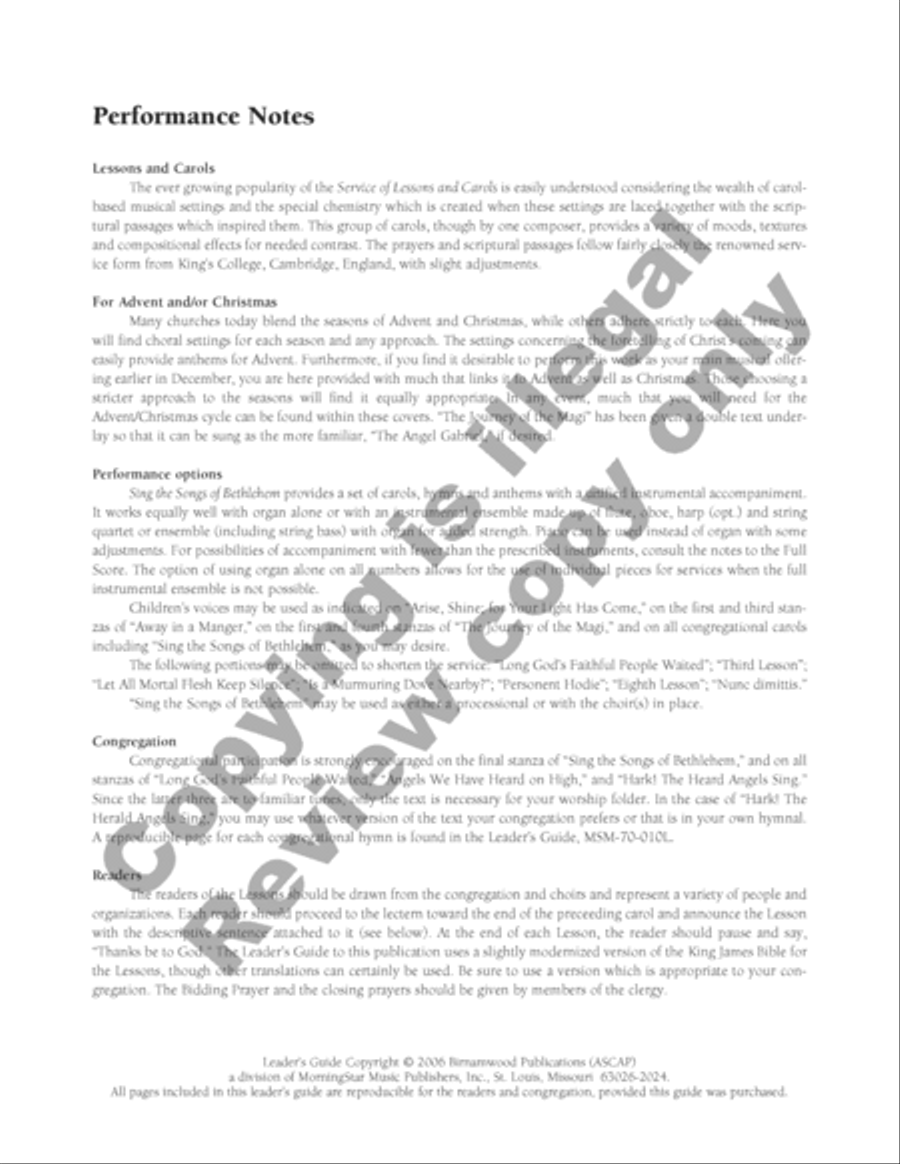 Sing the Songs of Bethlehem (Leader's Guide) Choir scores gallery preview page 8