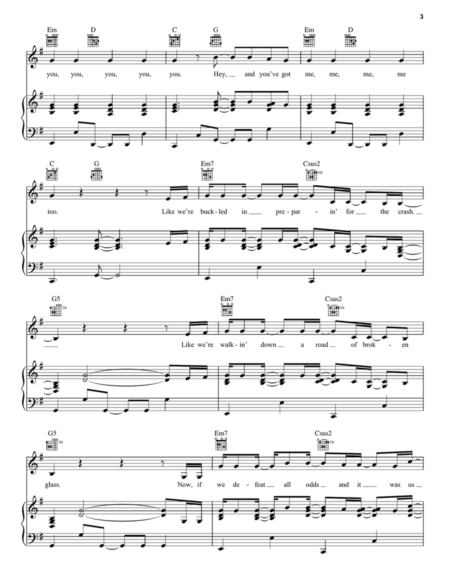 Hurts 2B Human (feat. Khalid) Piano, Vocal, Guitar scores gallery preview page 3