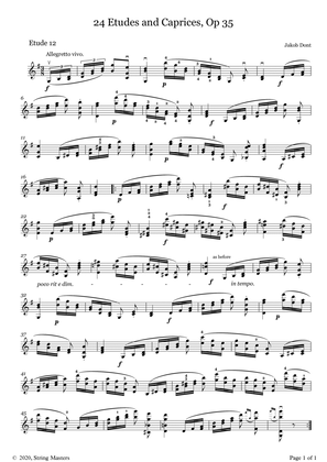 DONT 24 Etudes and Caprices Op35, for Violin No 12