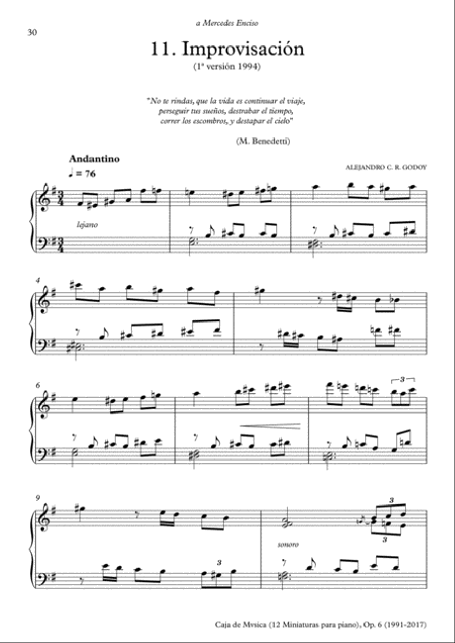 Caja de Mvsica, Op.6 (2017) 11. Improvisación Piano Solo scores gallery preview page 1
