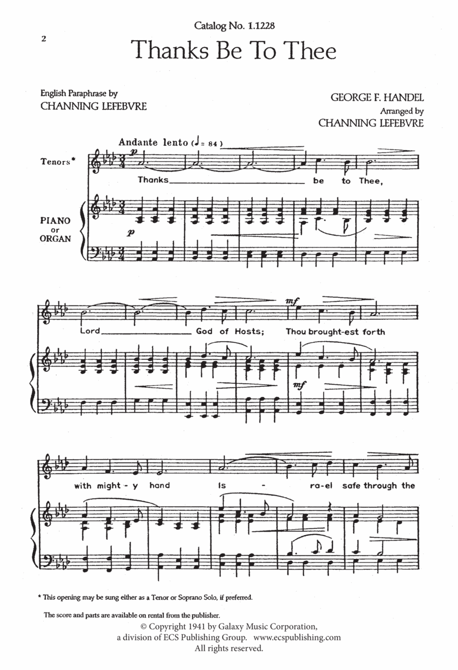 Thanks Be To Thee 4-Part scores gallery preview page 1