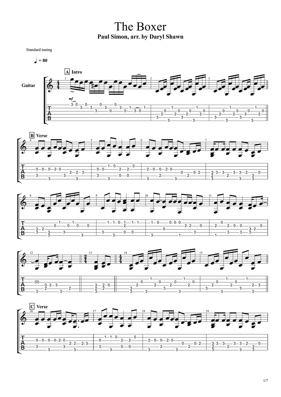 The Boxer Acoustic Guitar scores gallery preview page 1