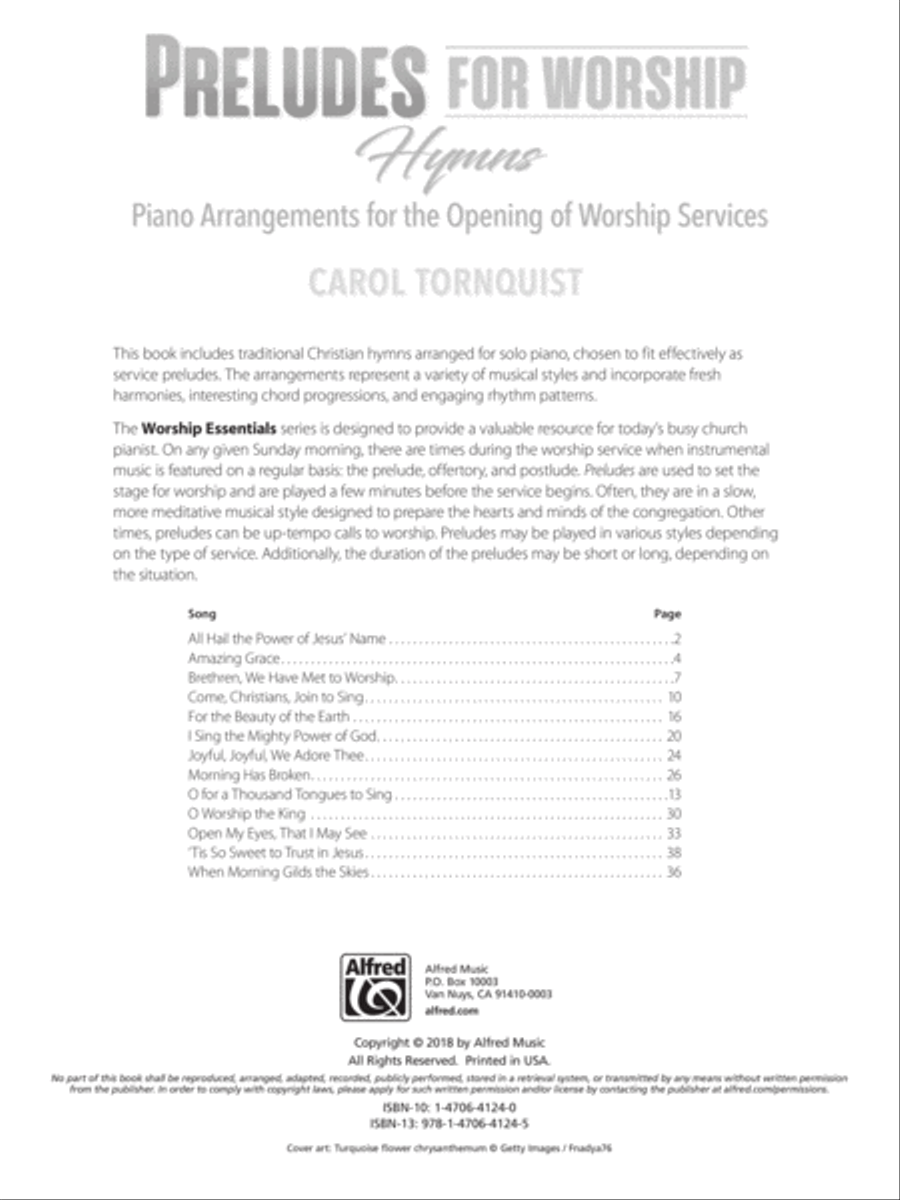 Preludes for Worship: Hymns: Piano Arrangements for the Opening of Worship Services Piano Solo scores gallery preview page 1