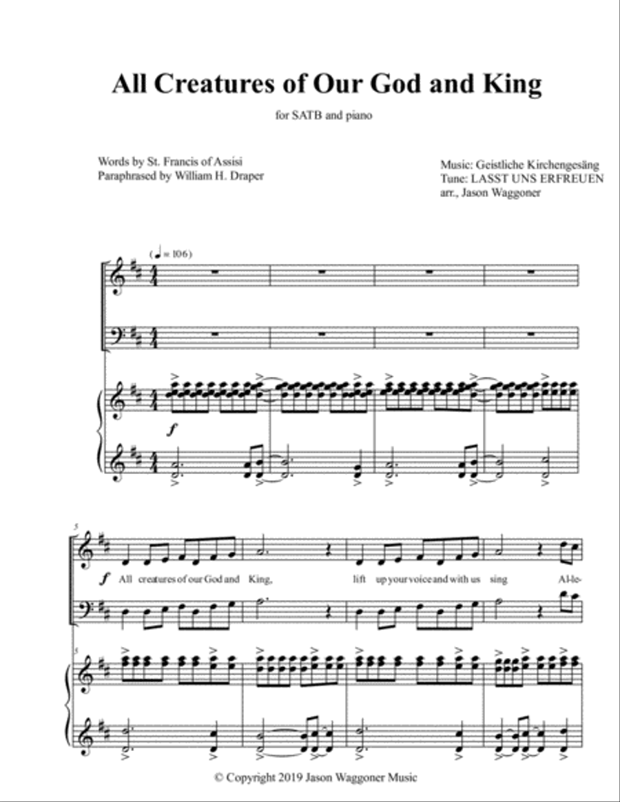 All Creatures of Our God and King 4-Part scores gallery preview page 1