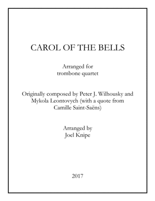 Book cover for Carol of the Bells - Trombone Quartet