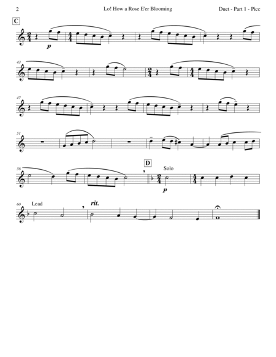 Lo! How a Rose E'er Blooming (Flute Duet) Flute Duet scores gallery preview page 5