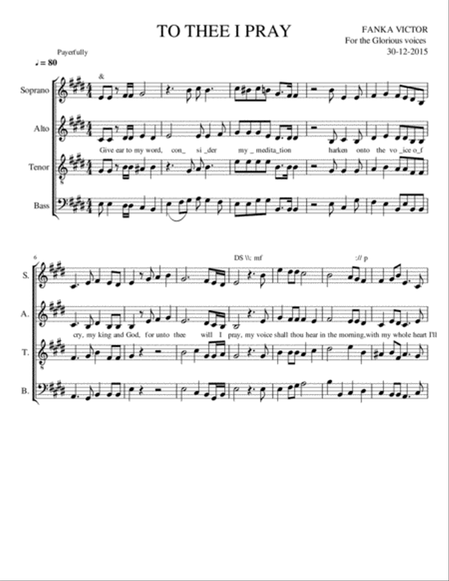 To Thee I Pray by Fanka Victor 4-Part scores gallery preview page 1