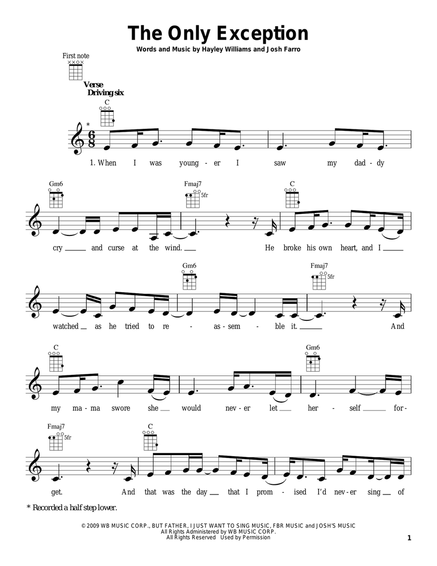 The Only Exception Ukulele scores gallery preview page 1