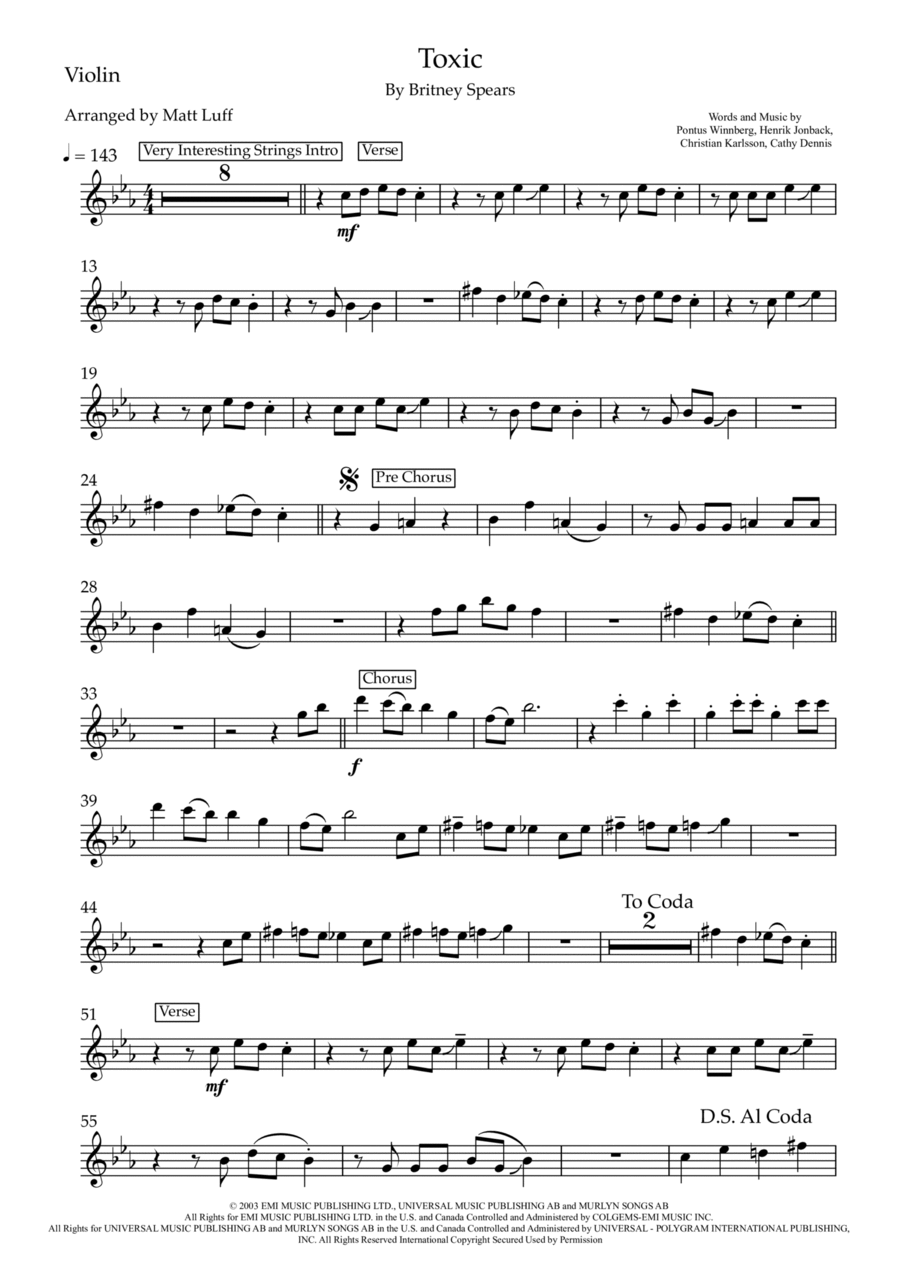 Toxic Violin Solo scores gallery preview page 1