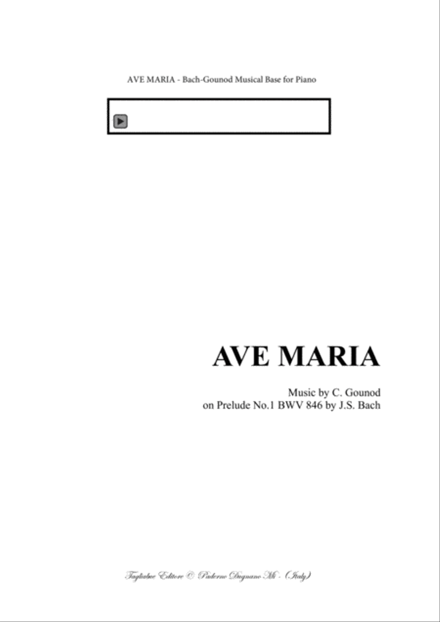 AVE MARIA - Bach-Gounod - For Alto (or Bariton, or any instrument in C) and Piano - In D - With Musi Small Ensemble scores gallery preview page 1