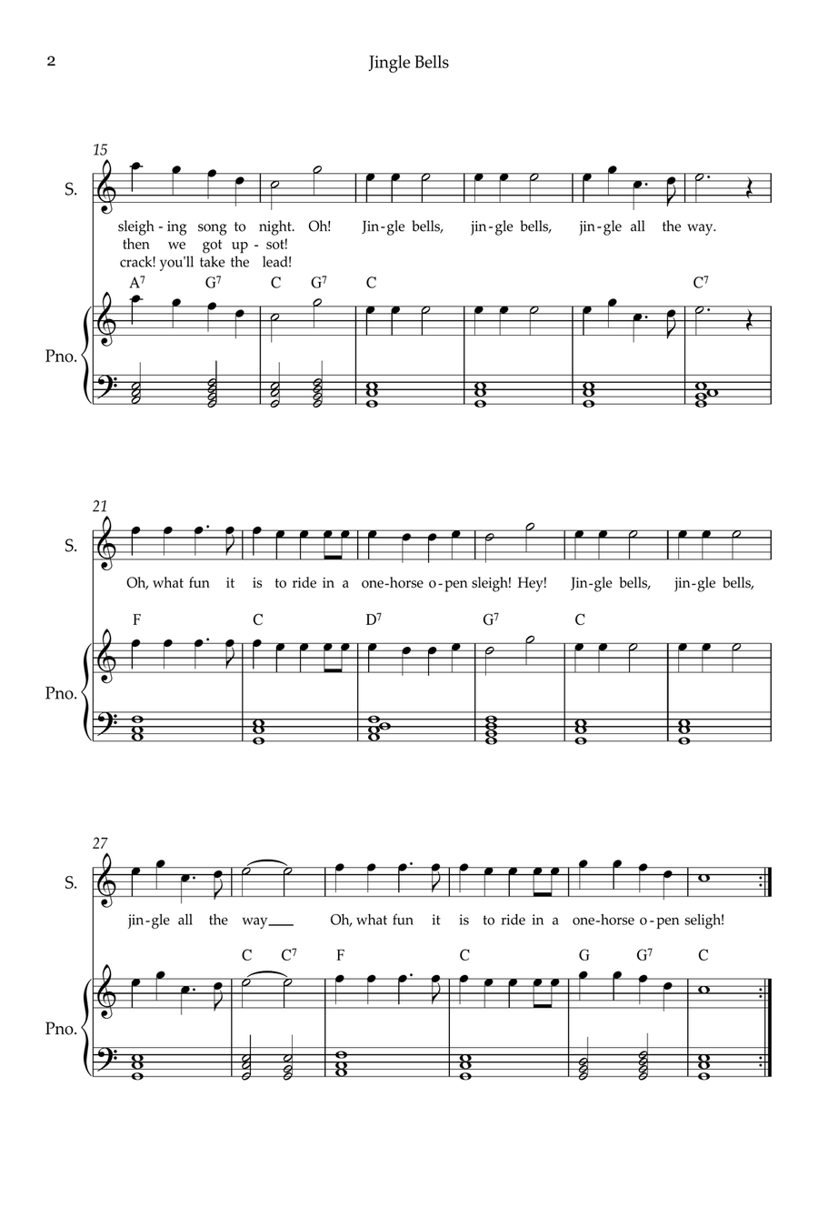 Jingle Bells Soprano Voice scores gallery preview page 2