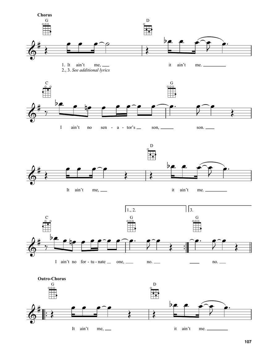 Fortunate Son Baritone Ukulele scores gallery preview page 2