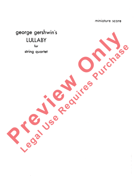 Lullaby - String Quartet by George Gershwin Cello - Sheet Music