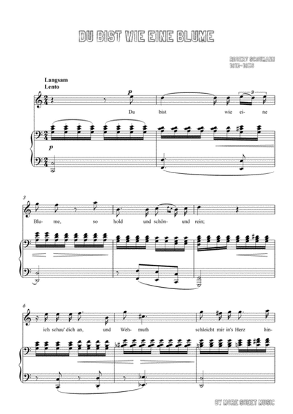 Schumann-Du bist wie eine Blume in C Major,for Voice and Piano image number null