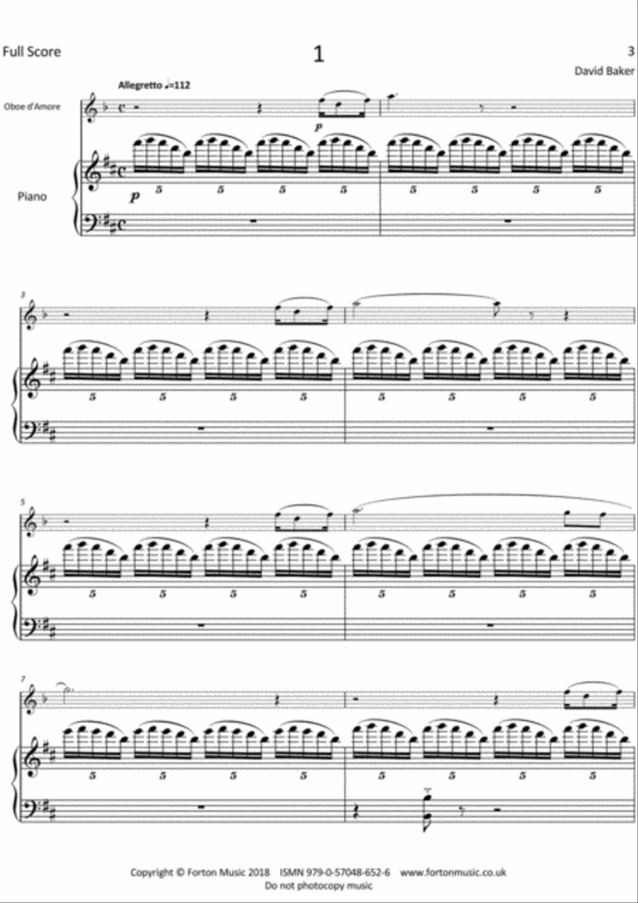 Sonata for Oboe d'Amore and Piano Piano Accompaniment scores gallery preview page 2
