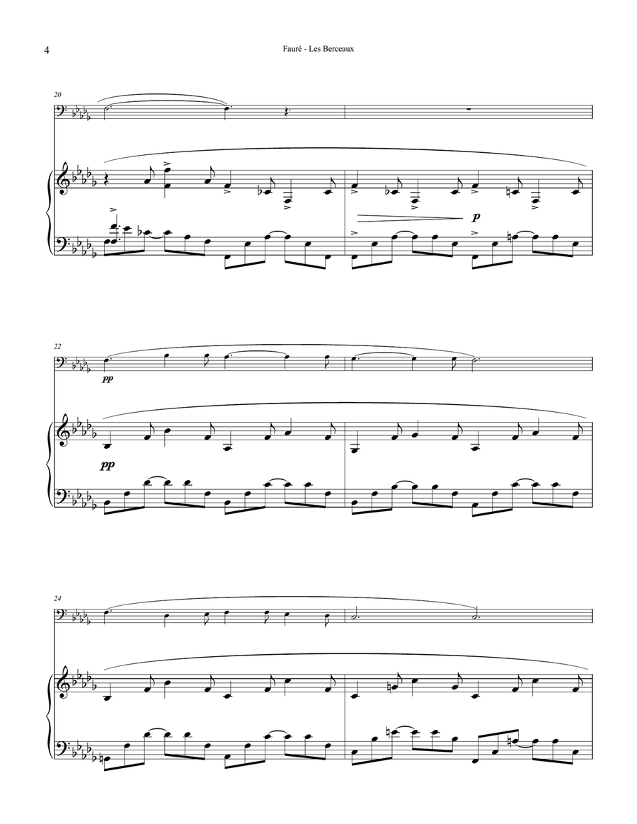Les Berceaux for Trombone & Piano Piano scores gallery preview page 4