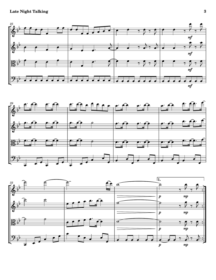 Late Night Talking String Quartet scores gallery preview page 3