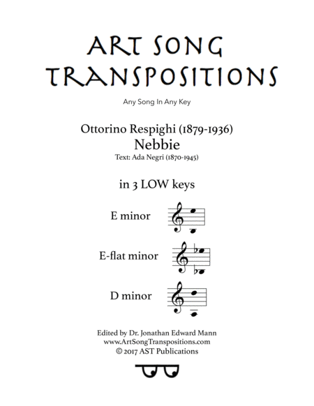 RESPIGHI: Nebbie (in 3 low keys: E minor, E-flat minor, D minor)