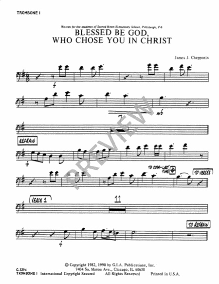 Blessed Be God, Who Chose You in Christ - Instrument edition