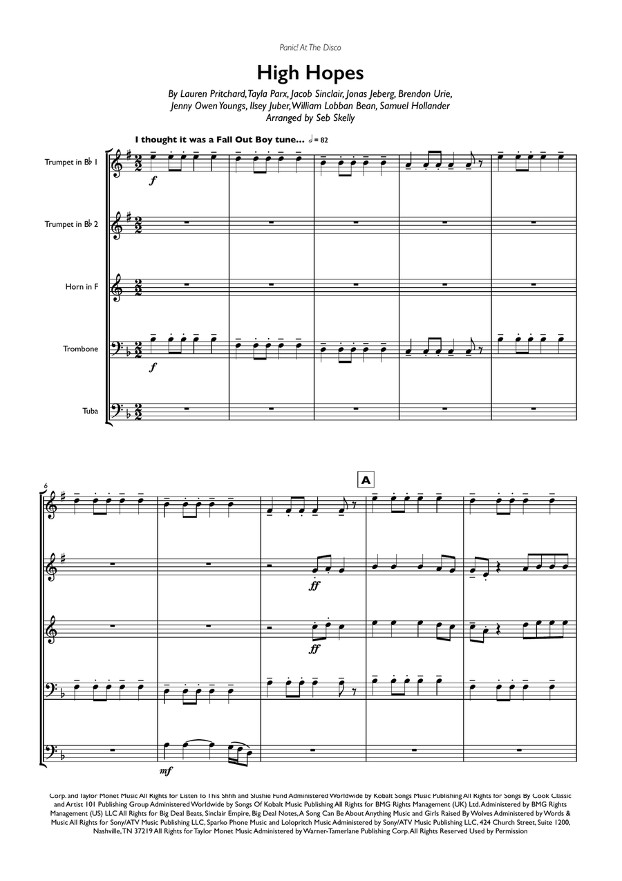 High Hopes Brass Ensemble scores gallery preview page 1