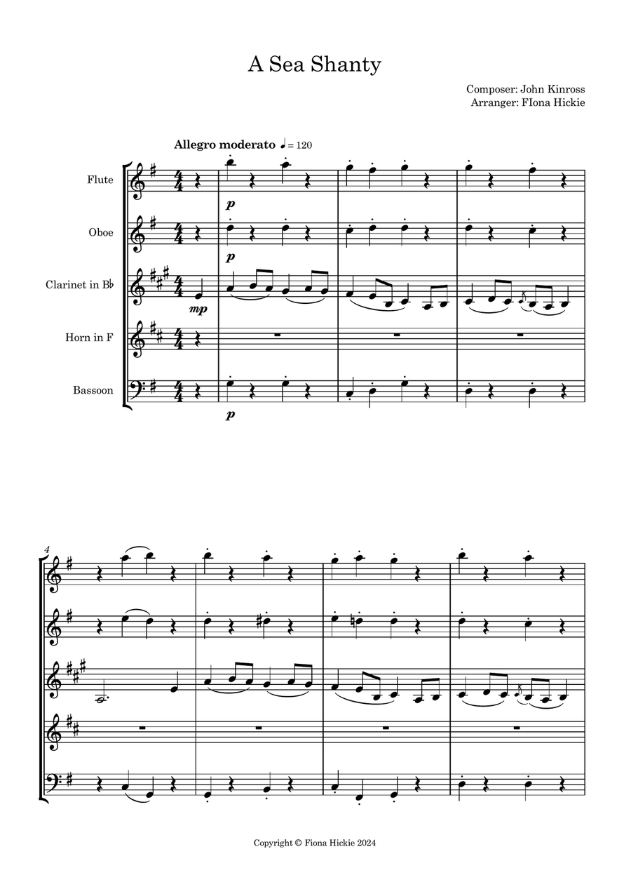 A Sea Shanty A Sea Shanty Woodwind Quintet scores gallery preview page 2