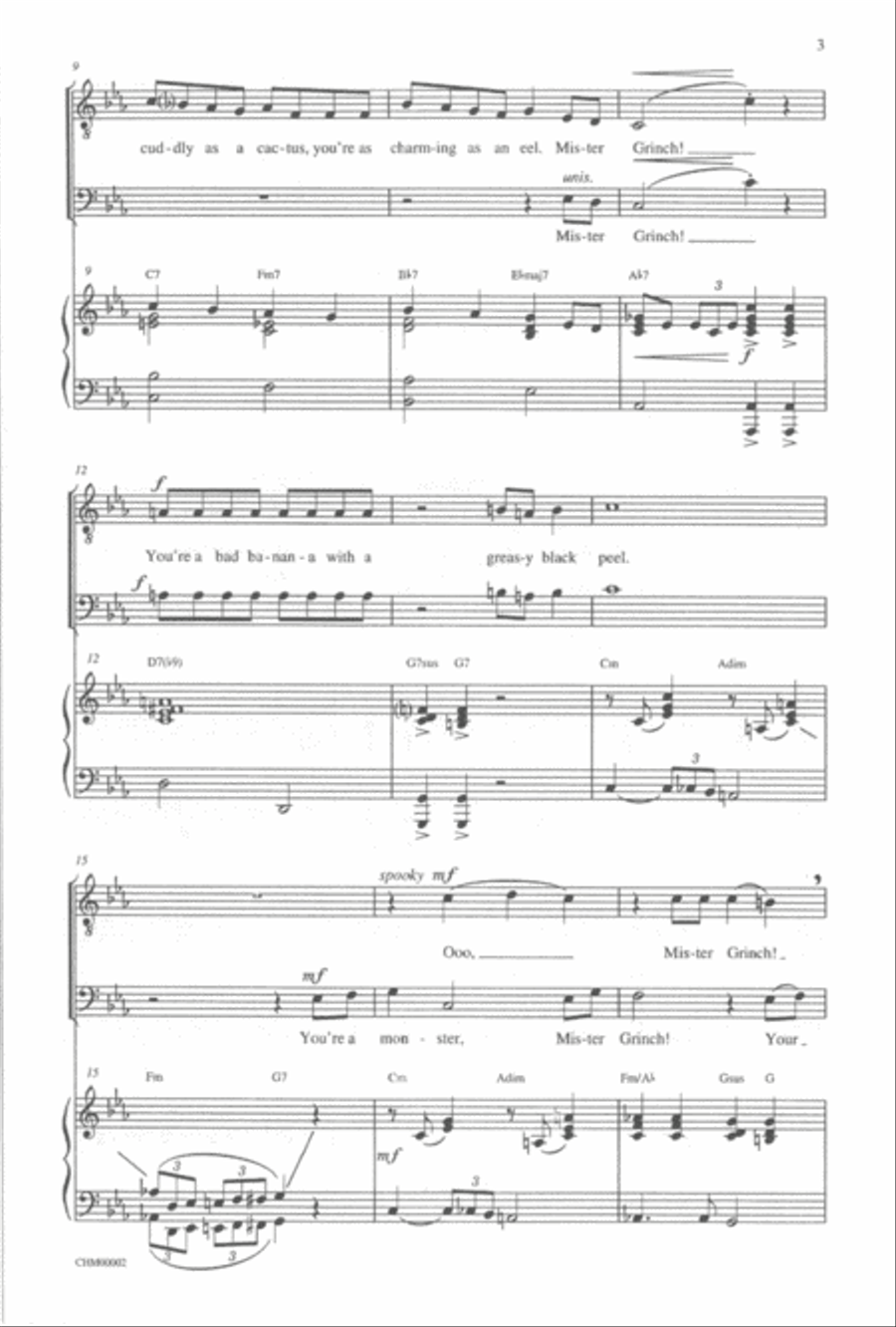You're a Mean One, Mr. Grinch Men's Choir scores gallery preview page 3