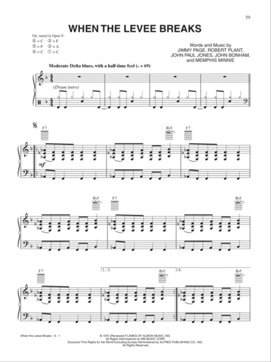 When the Levee Breaks Piano, Vocal, Guitar scores gallery preview page 1