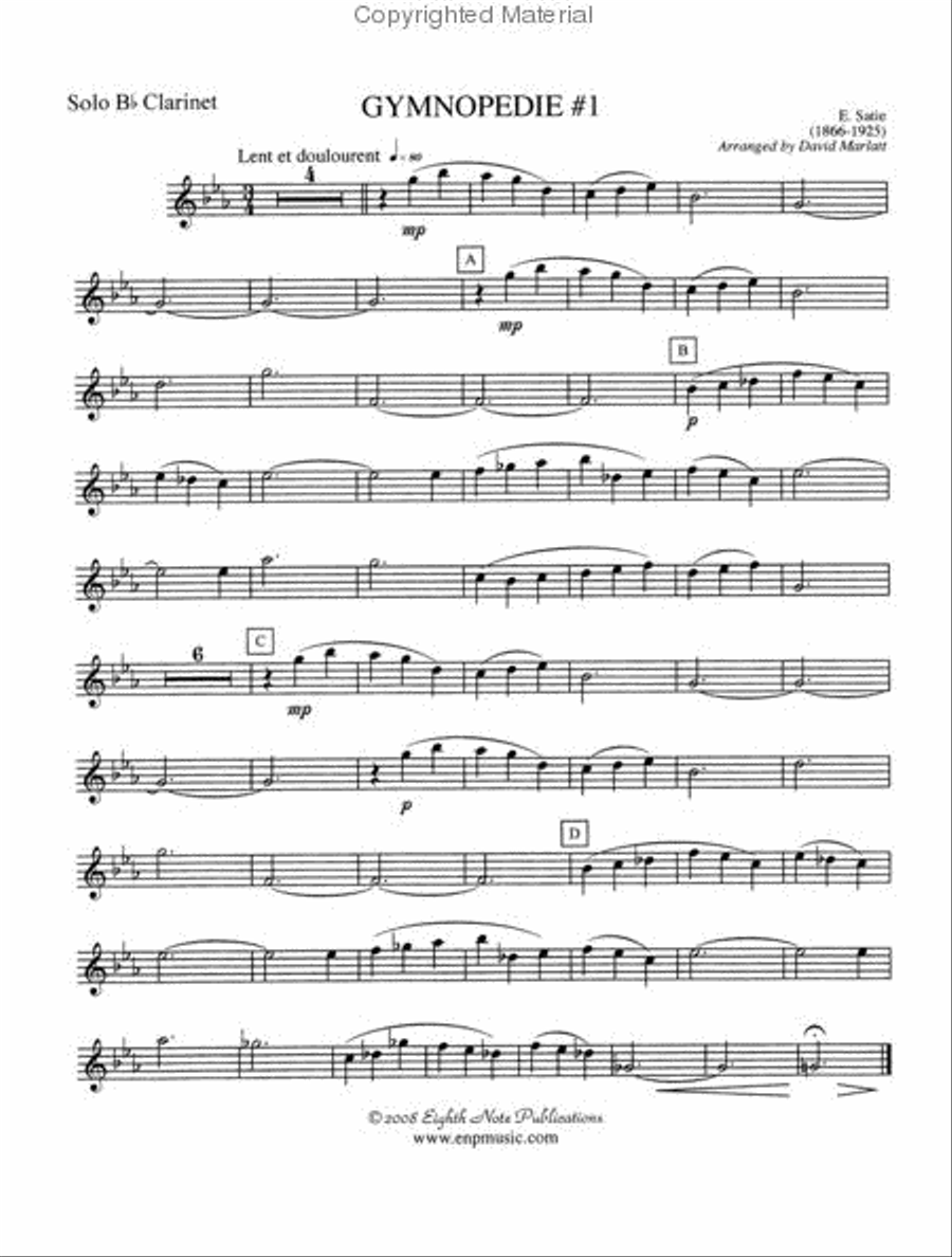 Gymnopedie #1 Clarinet Quintet scores gallery preview page 3