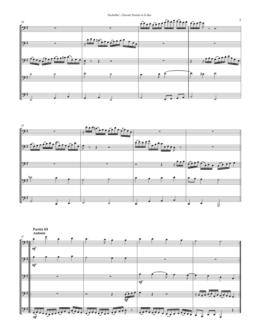 Chorale Partita with Seven Variations for 5-part Tuba Ensemble 4-Part scores gallery preview page 3