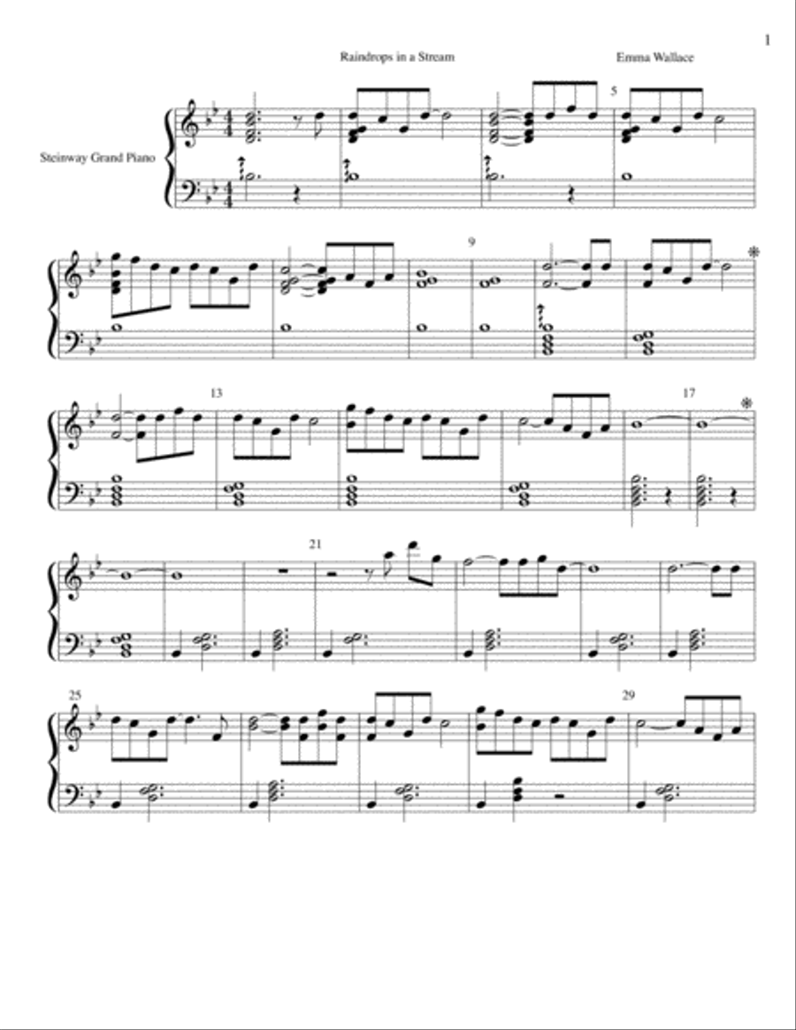 Raindrops in a Stream Piano Solo scores gallery preview page 1