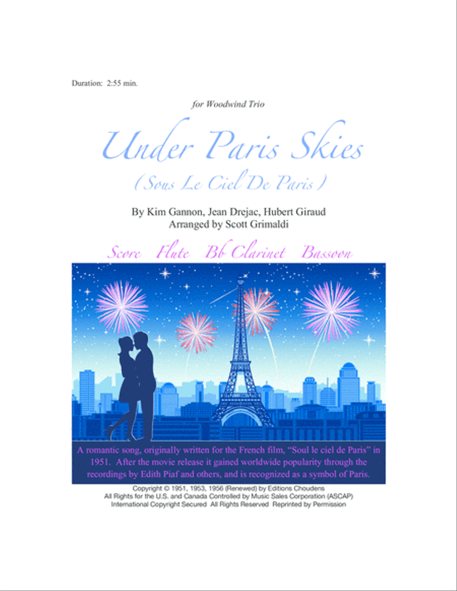 Under Paris Skies Woodwind Trio scores gallery preview page 1