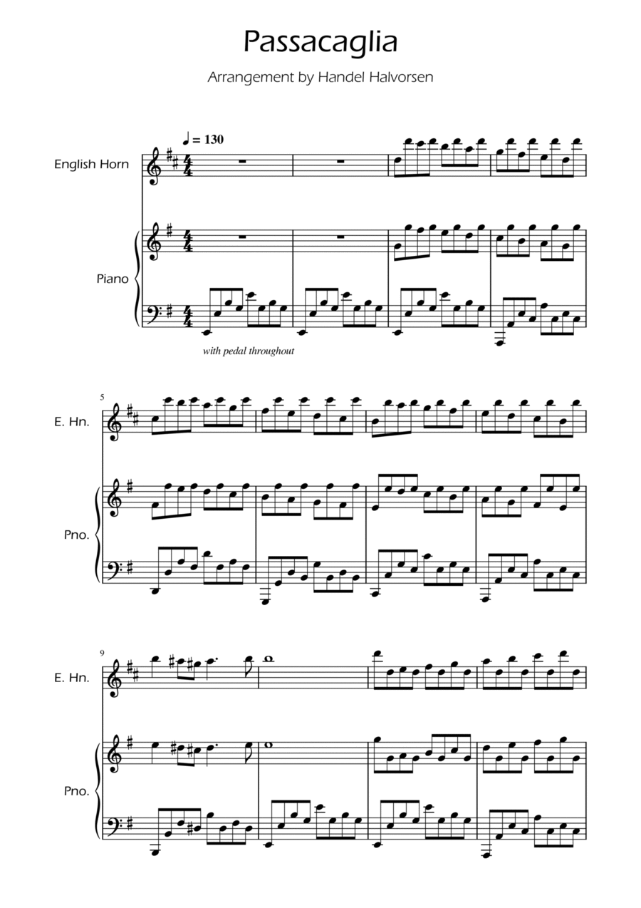 Passacaglia - Handel/Halvorsen - English Horn Solo w/ Piano Chamber Music scores gallery preview page 1