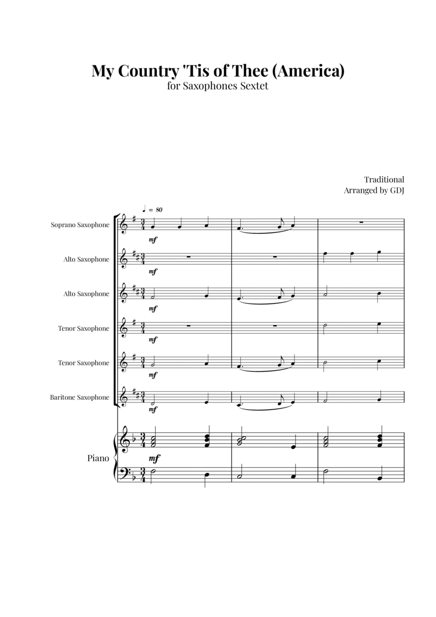 My Country 'Tis of Thee (America) Woodwind Ensemble scores gallery preview page 1
