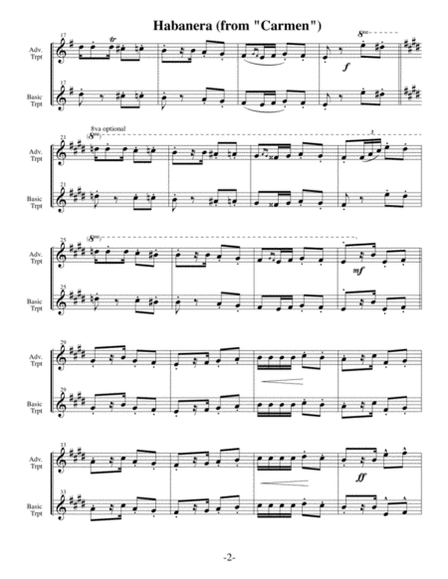 Habanera - Bizet (Arrangements Level 2-5 for TRUMPET + Written Acc) image number null