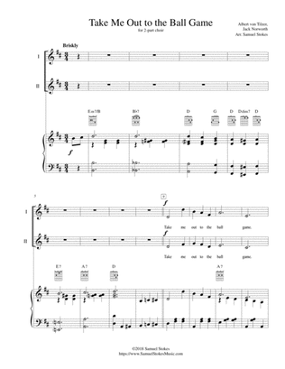 Take Me Out to the Ball Game - for 2-part choir with piano (optional guitar)