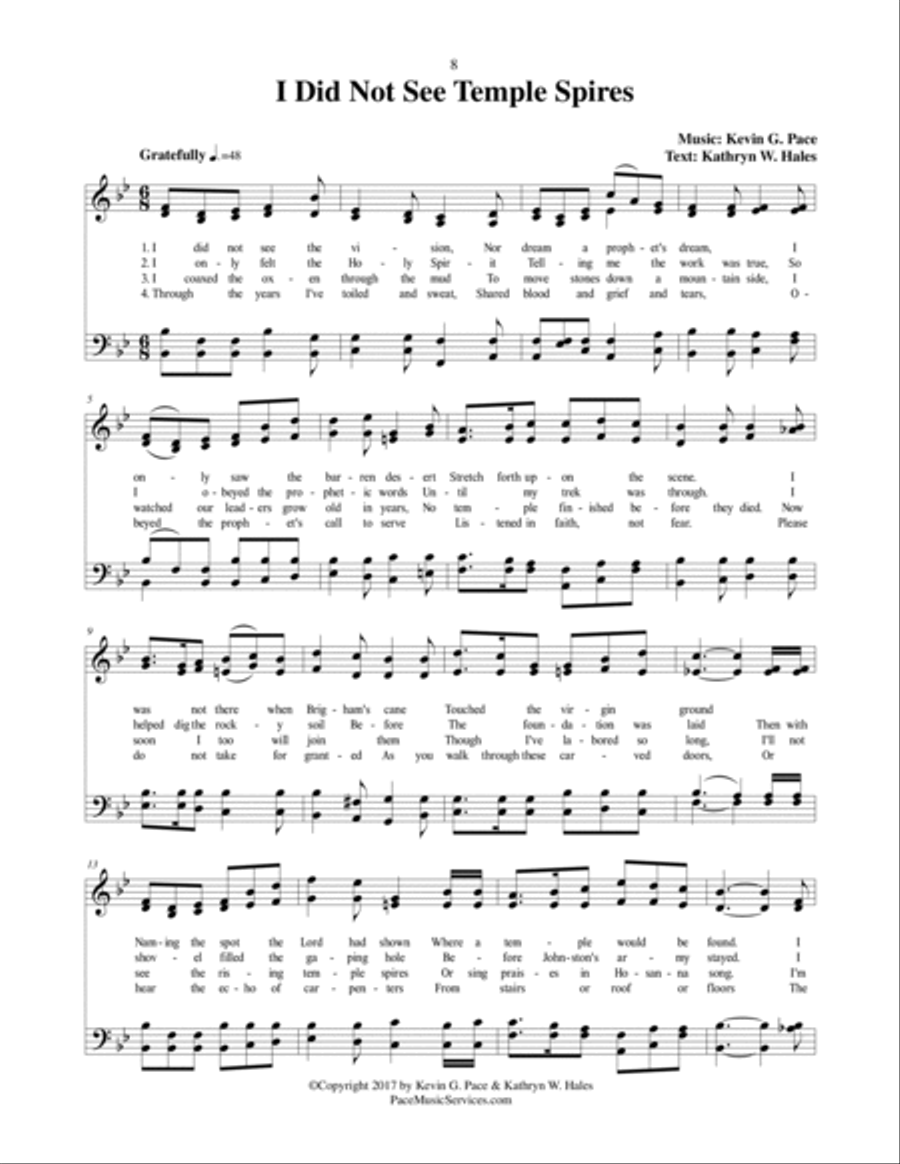 I Did Not See Temple Spires - an original hymn for SATB voices 4-Part scores gallery preview page 2