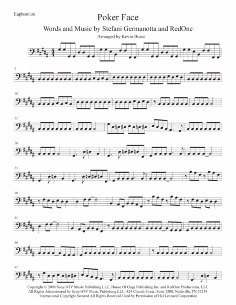 Poker Face Euphonium scores gallery preview page 1