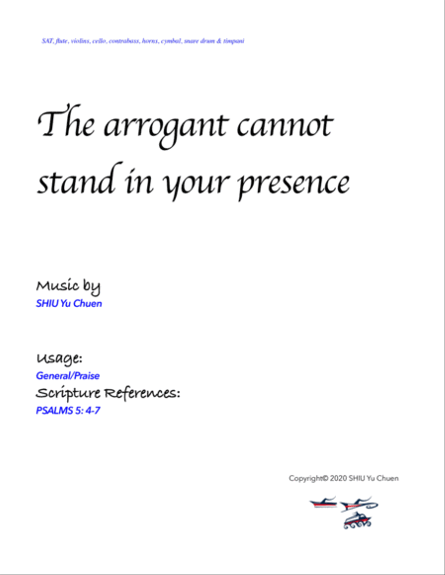 The arrogant cannot stand in your presence Large Ensemble scores gallery preview page 1