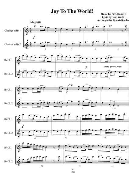 6 Christmas Carols for Clarinet Duet - Intermediate level image number null