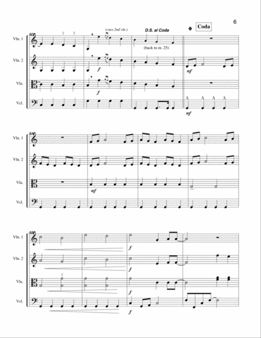 Sweet Caroline String Quartet scores gallery preview page 6