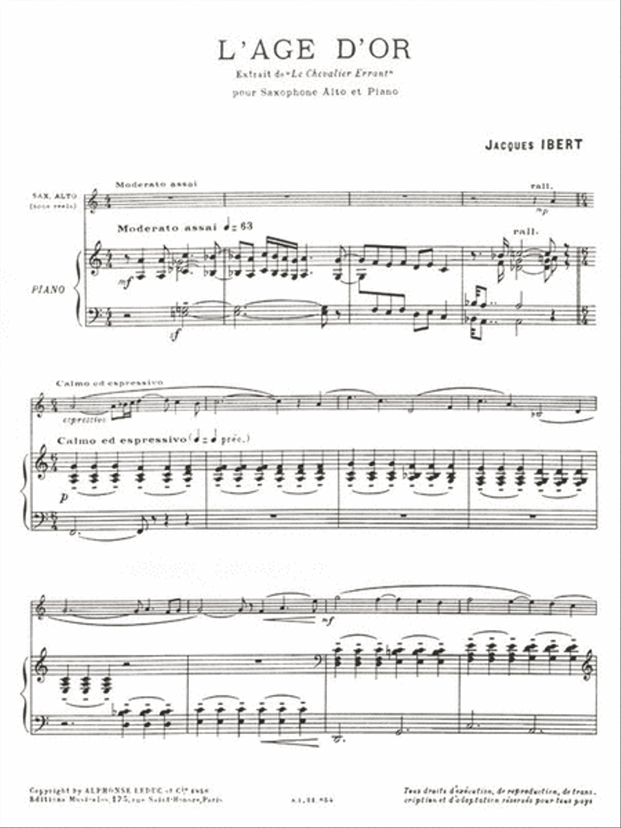 L'age D'or (saxophone-alto & Piano) Saxophone scores gallery preview page 2