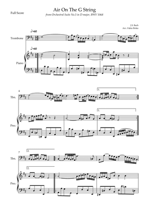 Air On The G String (J.S. Bach) for Trombone Solo and Piano Accompaniment